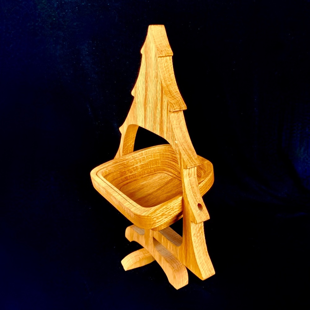Vintage John Keim One Piece Collapsible Basket Pear Tree Handmade Wood Like New - Picture 9 of 9